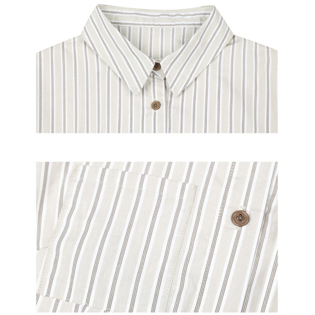 Retro long-sleeved short shirt is a tie - MEIMMEIM(メイムメイム)