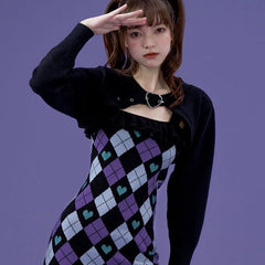 Retro strange sweet knitted dress two-piece set - MEIMMEIM(メイムメイム)