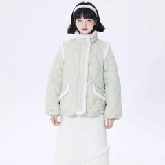 Rhombus quilted short 90 white duck down jacket - MEIMMEIM(メイムメイム)