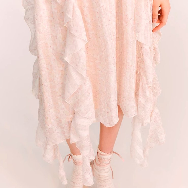Rose Garden Fairy Dress Ribbon Lace Puff Sleeves - MEIMMEIM(メイムメイム)