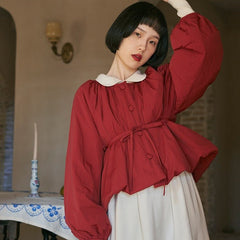 Round neck warm cotton clothing and cotton jacket - MEIMMEIM(メイムメイム)
