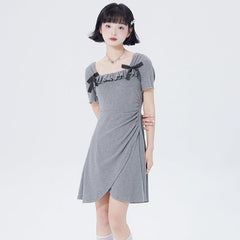 Shallot good tailoring bowknot knitted dress - MEIMMEIM(メイムメイム)