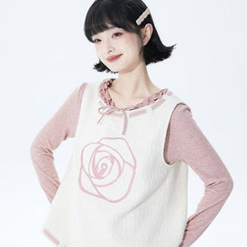 shallot good tailoring original rose embroidery knit vest - MEIMMEIM(メイムメイム)
