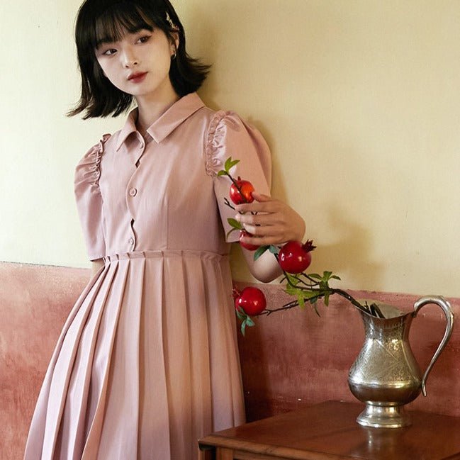 Shallot Liang cut college style pink shirt skirt - MEIMMEIM(メイムメイム)