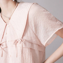 Soda grapefruit bow transparent shawl collar dress - MEIMMEIM(メイムメイム)