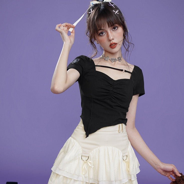 Sweet texture strappy skirt princess skirt - MEIMMEIM(メイムメイム)