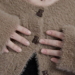 Teddy bear cocoa color mink short cardigan - MEIMMEIM(メイムメイム)