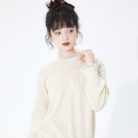Well-tailored palace style stand-up collar long-sleeved sweater - MEIMMEIM(メイムメイム)