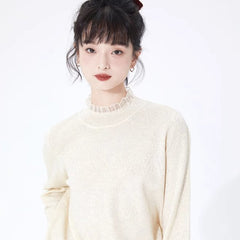 Well-tailored palace style stand-up collar long-sleeved sweater - MEIMMEIM(メイムメイム)