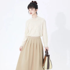 Well-tailored palace style stand-up collar long-sleeved sweater - MEIMMEIM(メイムメイム)