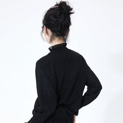 Well-tailored palace style stand-up collar long-sleeved sweater - MEIMMEIM(メイムメイム)