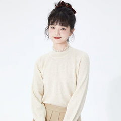 Well-tailored palace style stand-up collar long-sleeved sweater - MEIMMEIM(メイムメイム)