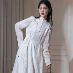 White Rose Romanticism Webbing Small Flying Sleeve Dress - MEIMMEIM(メイムメイム)