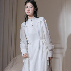 White Rose Romanticism Webbing Small Flying Sleeve Dress - MEIMMEIM(メイムメイム)