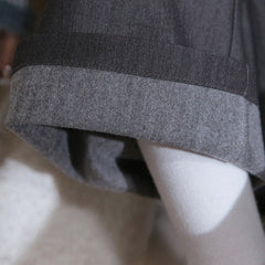 Winter Relaxation Gray Casual Brushed Fleece Straight Pants - MEIMMEIM(メイムメイム)