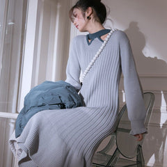 Winter Triangle Hollow Sweater Dress - MEIMMEIM(メイムメイム)