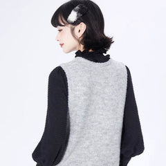 Wool Vest Button Round Neck Pullover Sweater Vest - MEIMMEIM(メイムメイム)