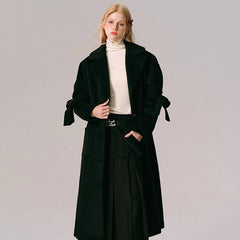 Woolen coat, wool bow, French long woolen coat - MEIMMEIM(メイムメイム)